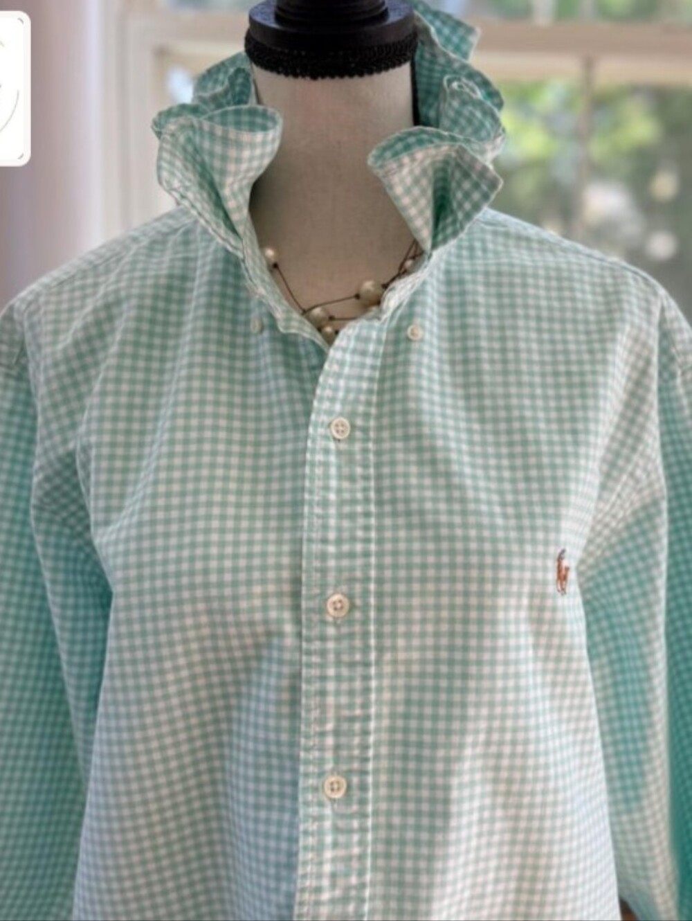 Repurpose Men's Gingham Ralph Lauren w/ Ruffle Collar